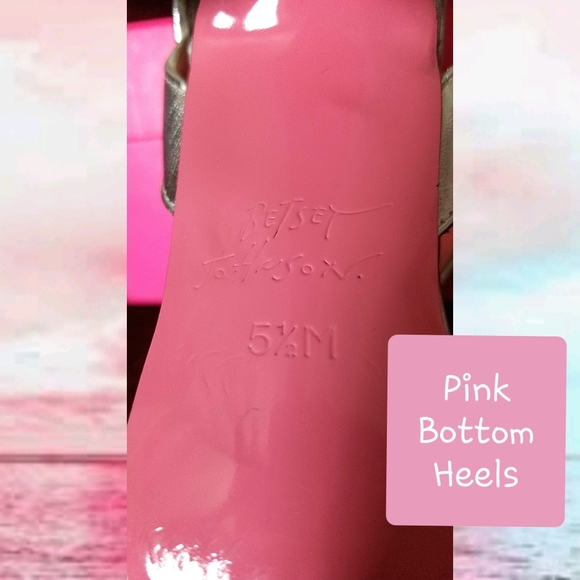 New inBox RARE Orig Betsey Johnson  Pink Bottom T-Strap Gold Silver Heels 5.5, 6 - Picture 8 of 12